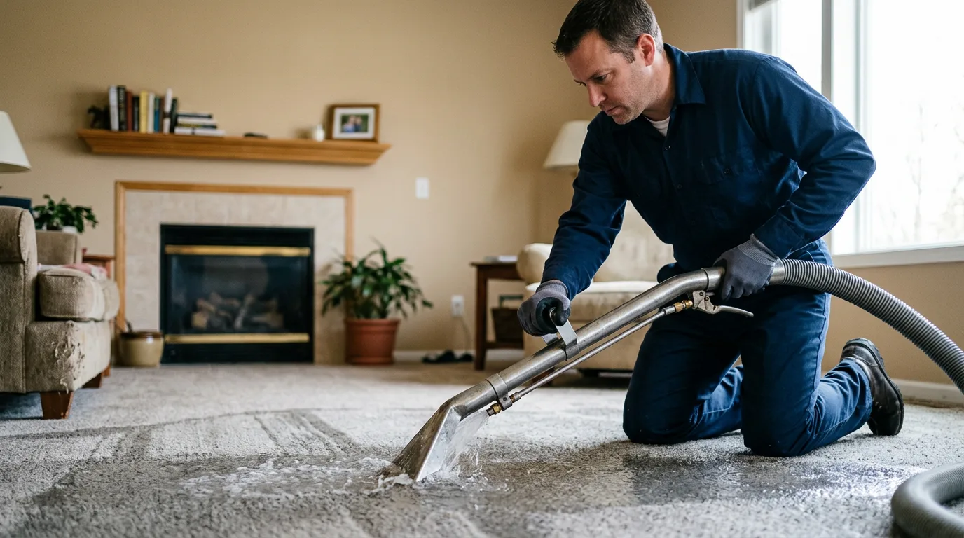 Water damage restoration technician working near Memphis, MI
